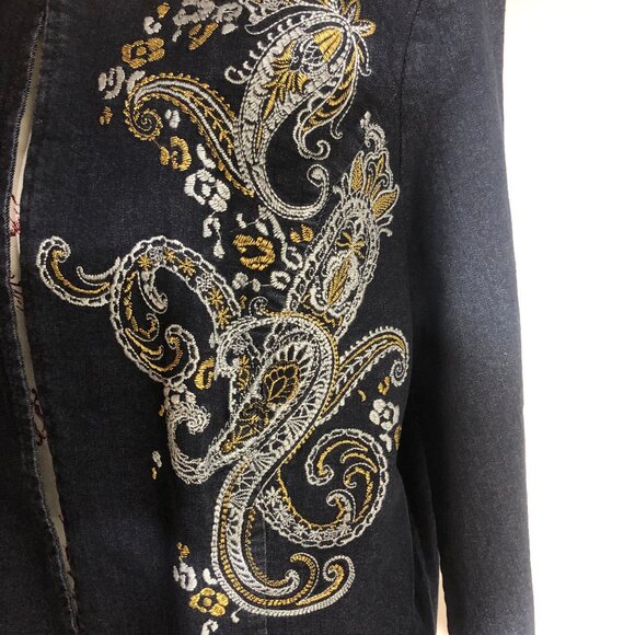 Jessica London Embroidered Denim Coat – (Vintage-Inspired Statement Jacket) - Picture 7 of 14